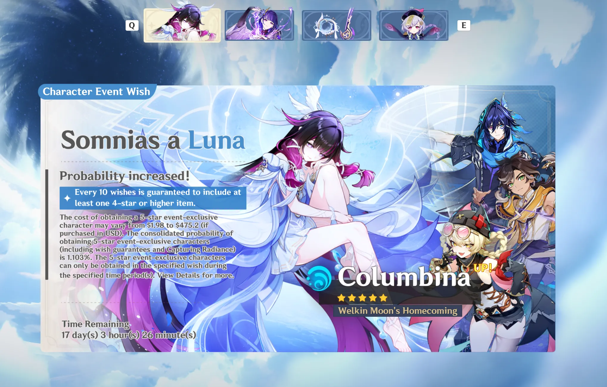 Genshin Impact character banner.